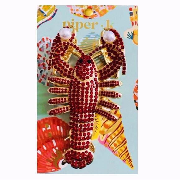 Piper K Accessories - NWT ⚜️🦞⚜️ Piper K Lobster Metal Hair Claw Clip w Rhinestones & Faux Pearls